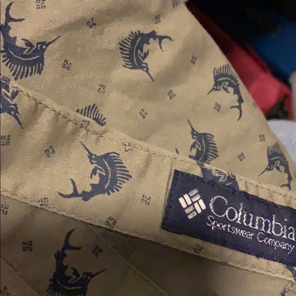 Columbia Olive Green & Navy Blue Sailfish Shirt L - Picture 6 of 7